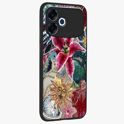 Beaded Garden Fantasy Glass Case upright view showcasing whimsical garden aesthetic with artistic bead details.