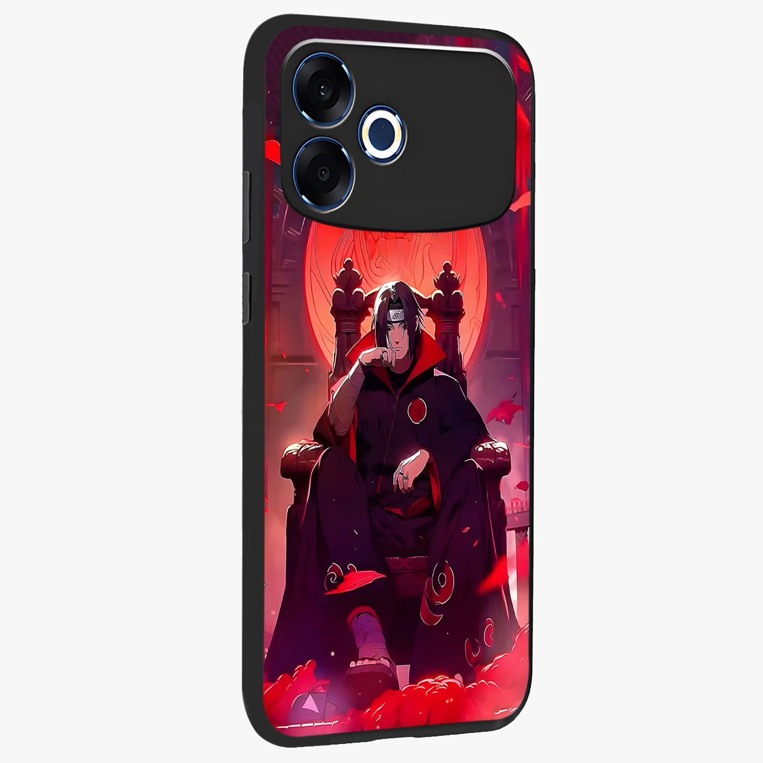 Blood Moon Sovereign Glass Case upright view showcasing powerful moon inspired artwork with cosmic aesthetic style.