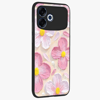 Blush Bloom Texture Glass Case upright view showcasing delicate blush floral texture with modern minimal style.
