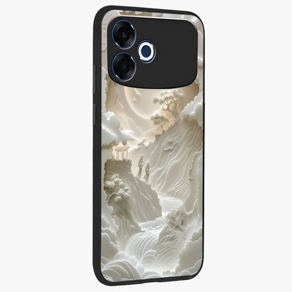 Celestial Origami Glass Case upright view showcasing creative origami artwork with modern celestial style.