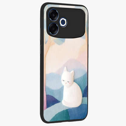 Cotton Dream Cat Glass Case upright view showcasing charming cat artwork with cozy dreamy theme.