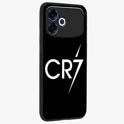 Cr7 Elite Strike Glass Case upright view showcasing energetic football inspired design with modern sports aesthetic.