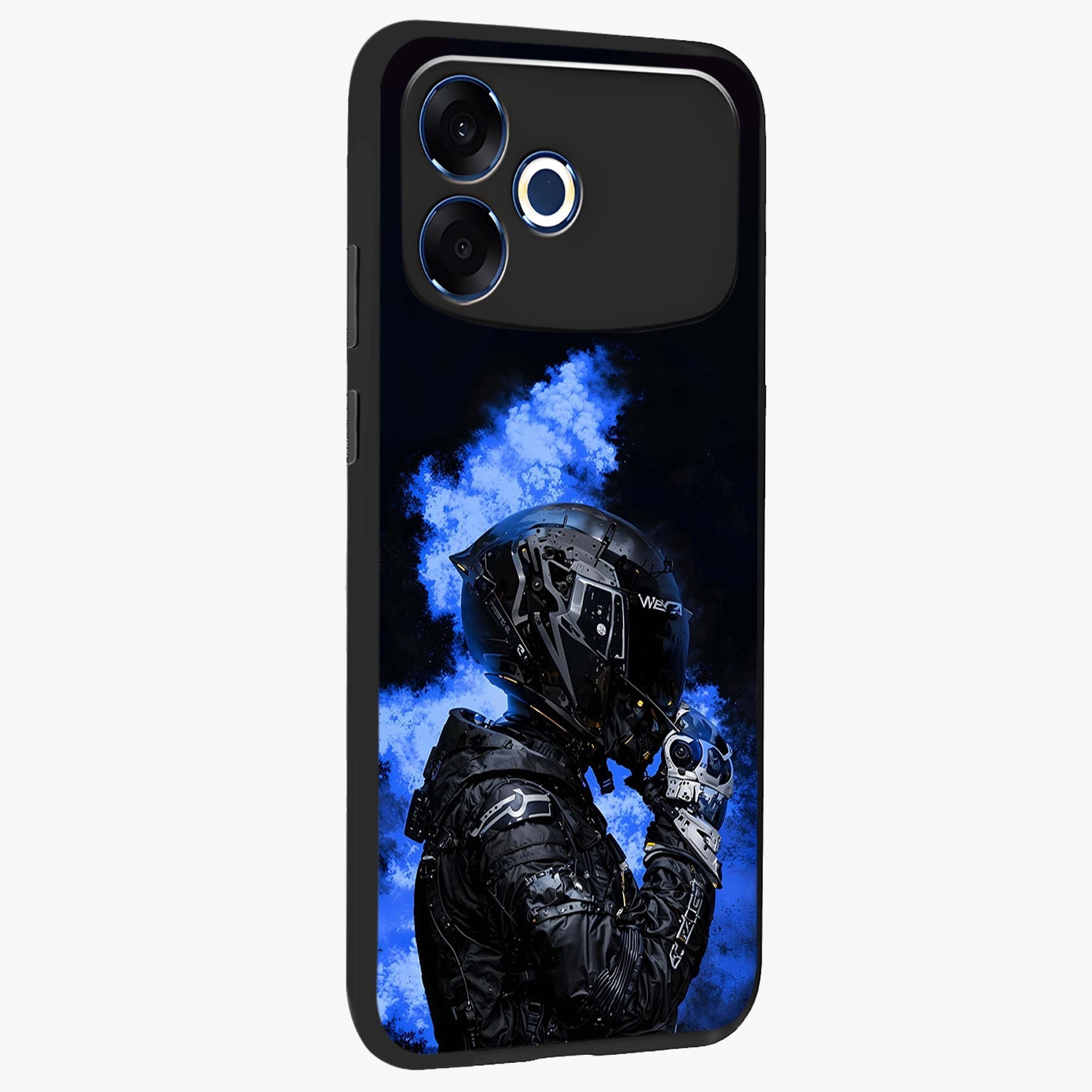 Cyber Sentinel Protocol Glass Case upright view showcasing advanced cyber sentinel artwork with futuristic tech theme.
