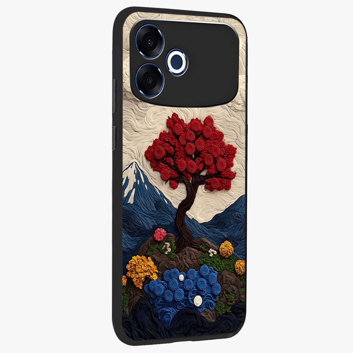 Eternal Nature Tapestry Glass Case upright view showcasing elegant nature tapestry design with decorative style.