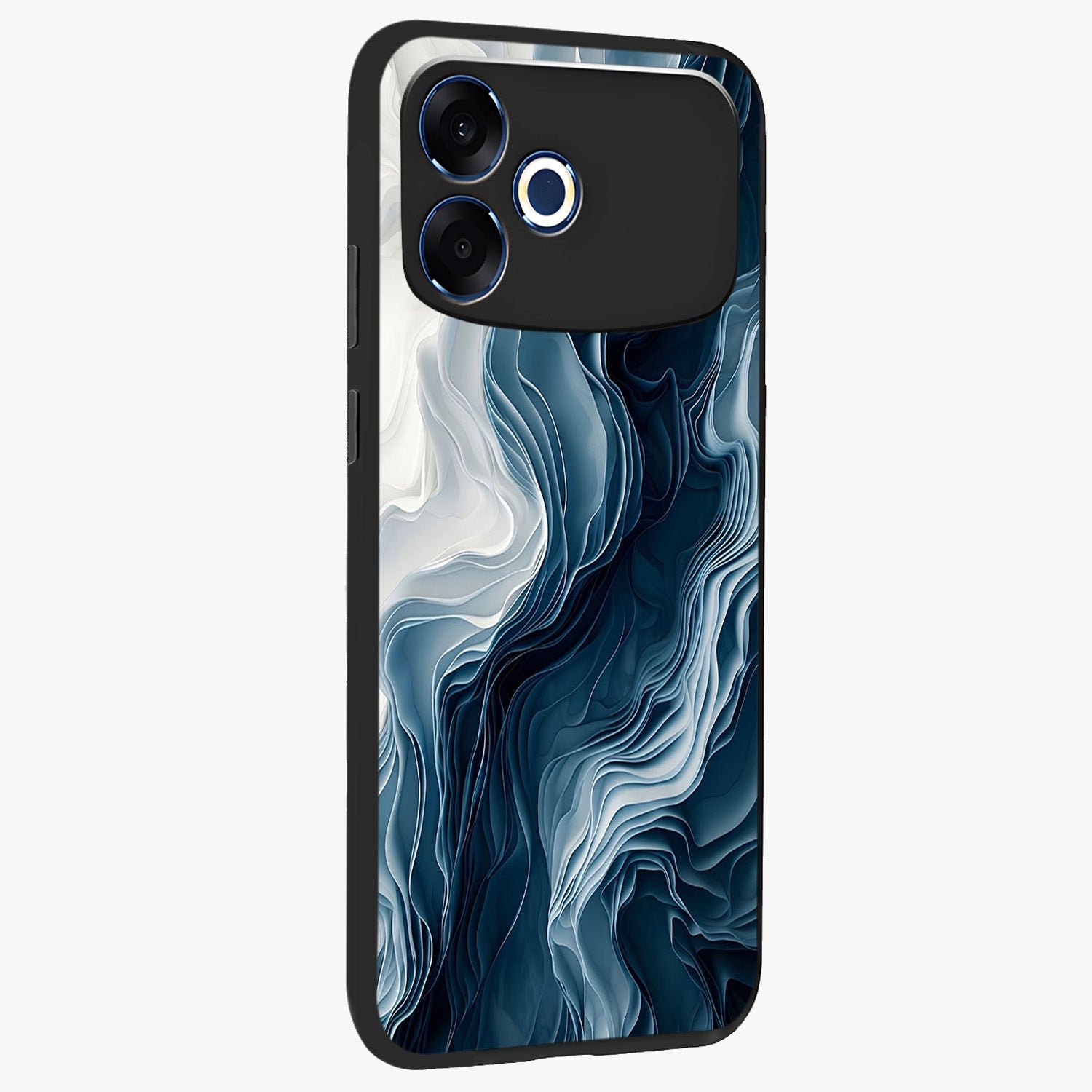 Ethereal Paper Marble Glass Case upright view showcasing smooth marble artwork with refined minimalist theme.