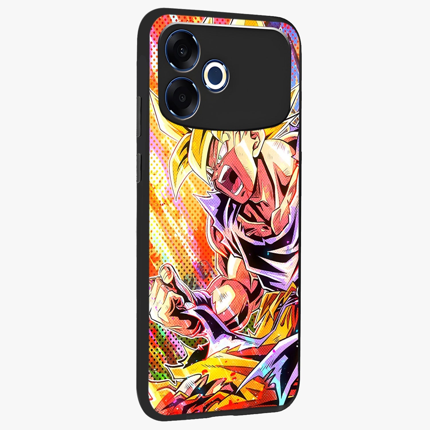 Firing Goku Glass Case upright view showcasing energetic anime artwork with bold warrior theme.