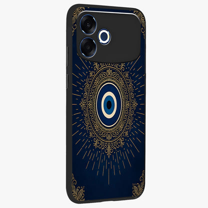 Golden Celestial Charm Glass Case upright view showcasing radiant celestial artwork with elegant golden theme.