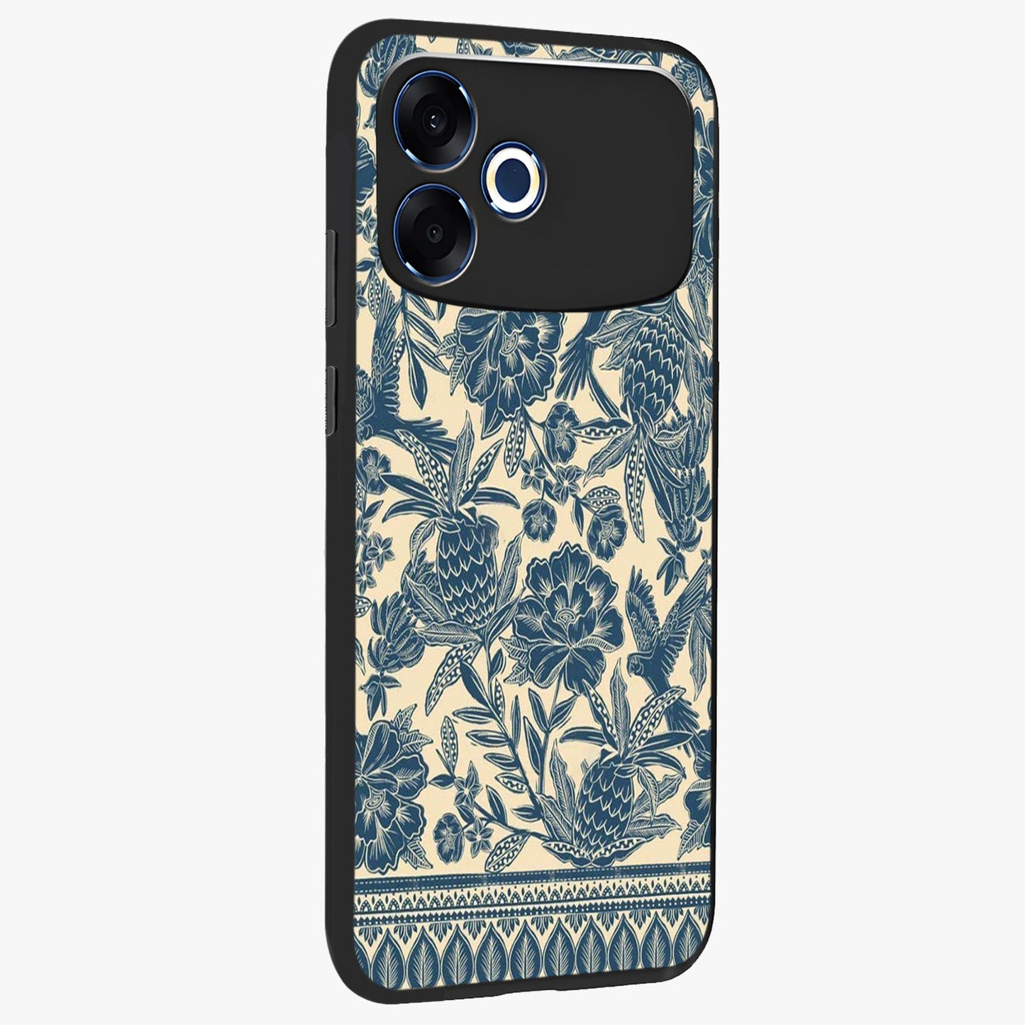Heirloom Wild Bloom Glass Case upright view showcasing delicate wildflower artwork with timeless floral theme.