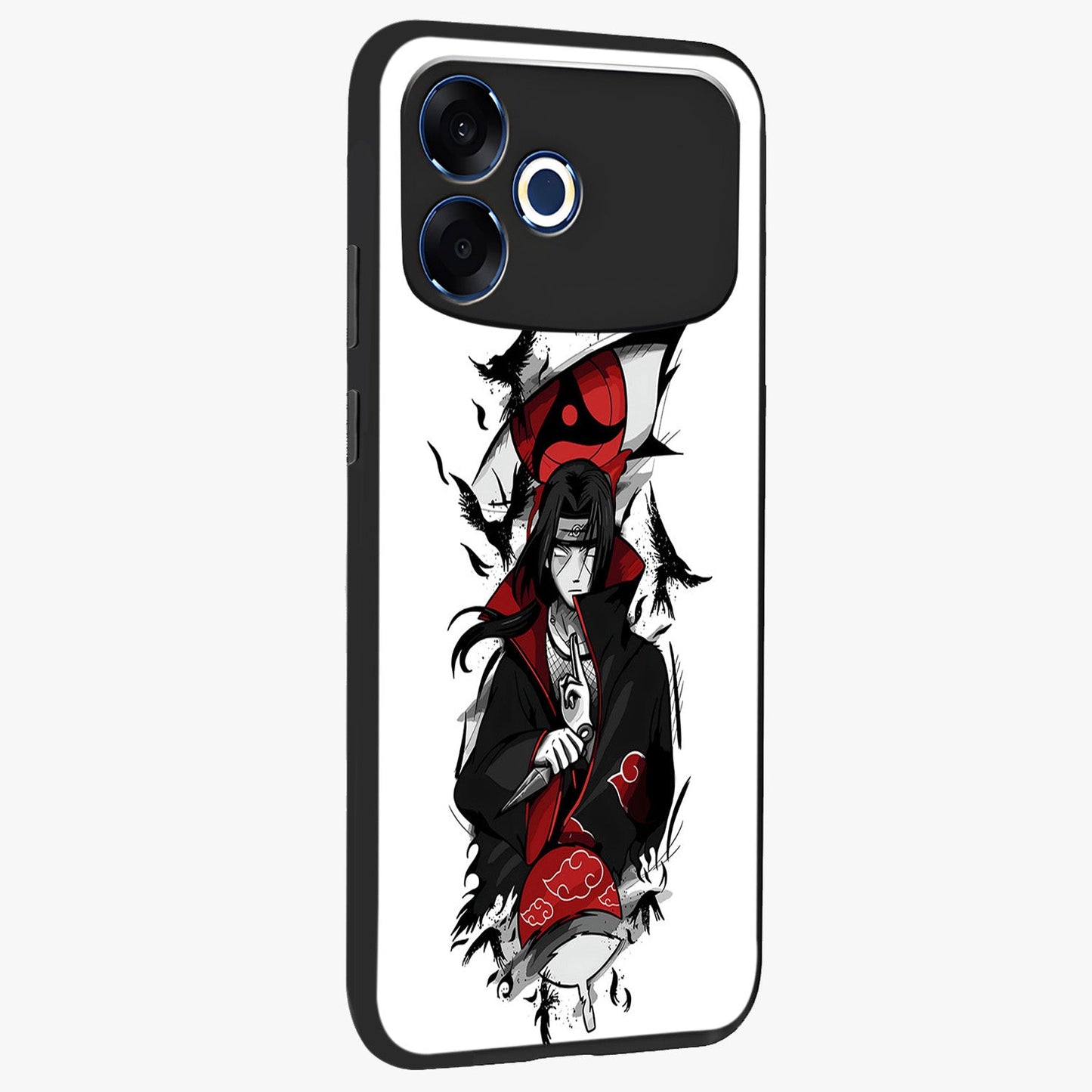 Itachi Limited Edition Naruto Anime Glass Case upright view showcasing intense anime artwork with powerful character theme.
