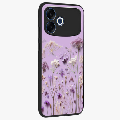 Lavender Blossom Dream Glass Case upright view showcasing delicate lavender blossom artwork with peaceful floral theme.