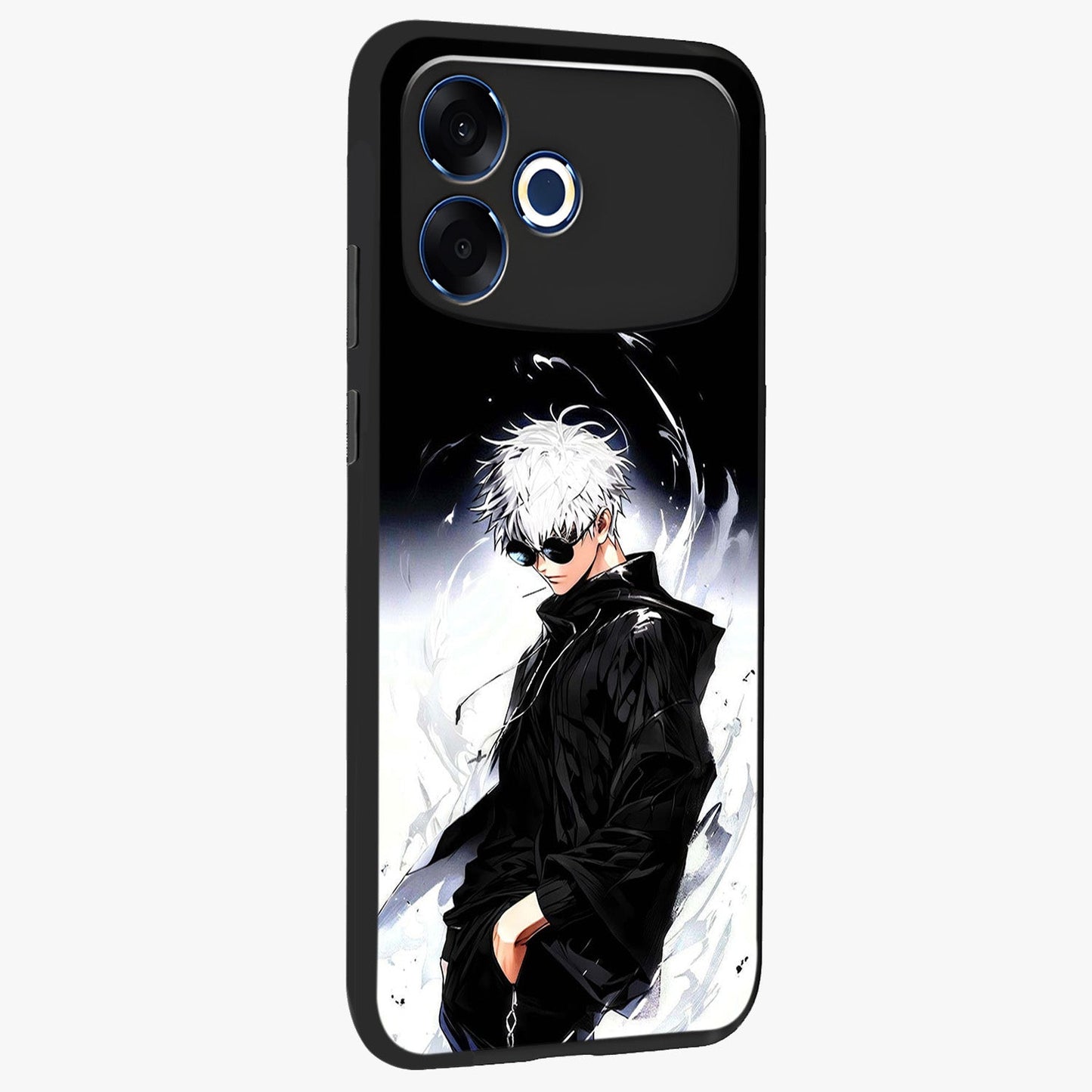 Limitless Shadow King Glass Case upright view showcasing bold shadow warrior artwork with epic fantasy theme.