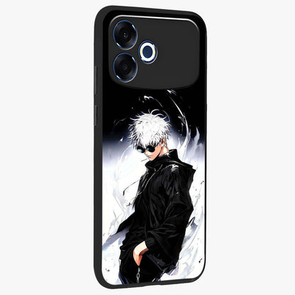Limitless Shadow King Glass Case upright view showcasing bold shadow warrior artwork with epic fantasy theme.