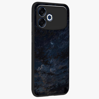 Lunar Veil Silence Glass Case upright view showcasing calm moon themed artwork with serene night atmosphere.
