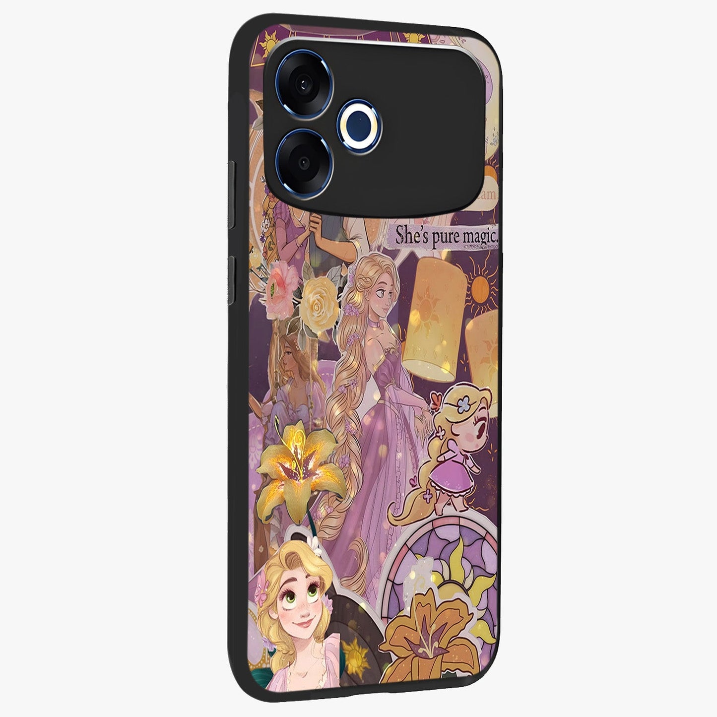 Magical Tangled Dream Glass Case upright view showcasing enchanting artistic artwork with dreamy fantasy theme.