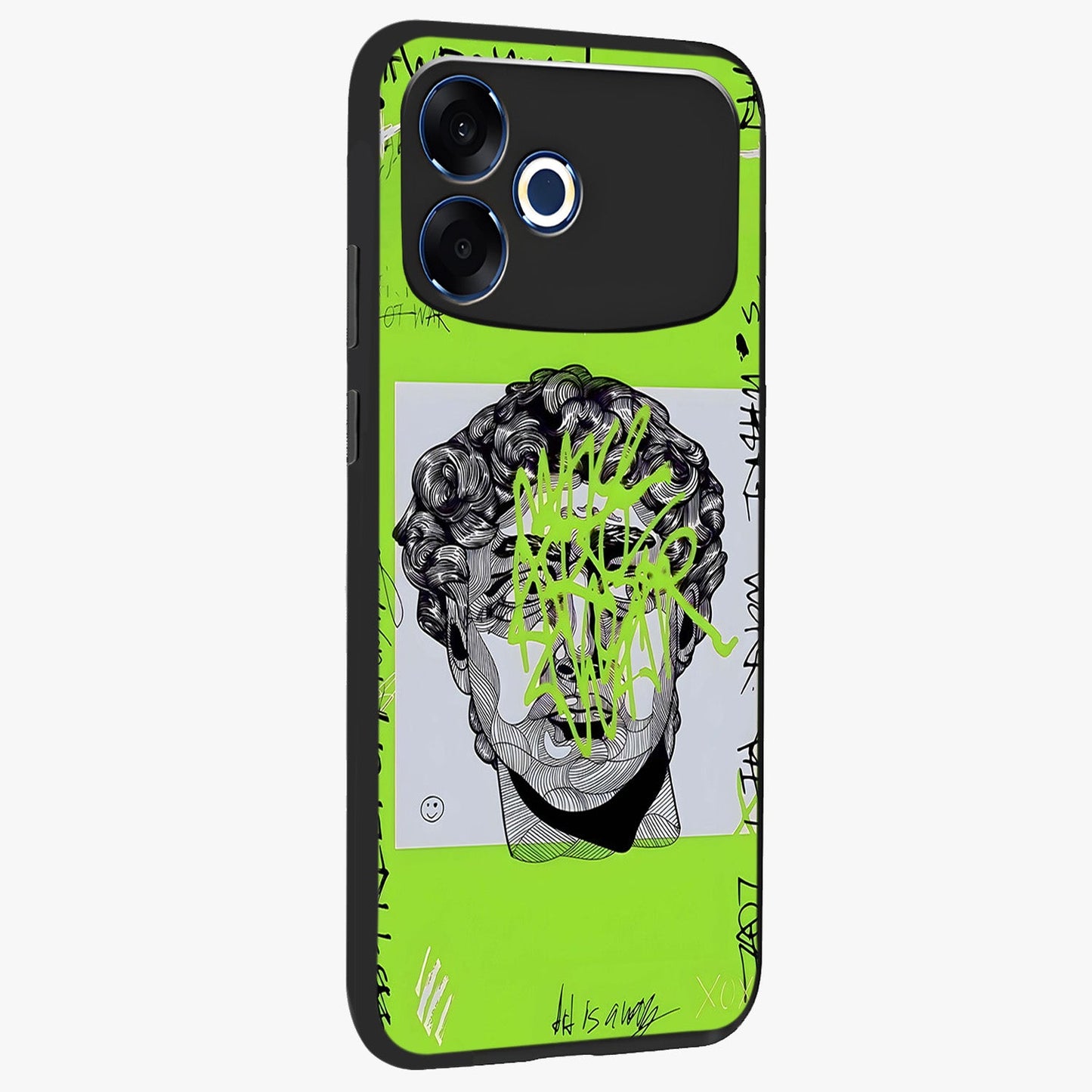 Neo Graffiti Rebellion Glass Case upright view showcasing colorful graffiti artwork with bold modern street style.