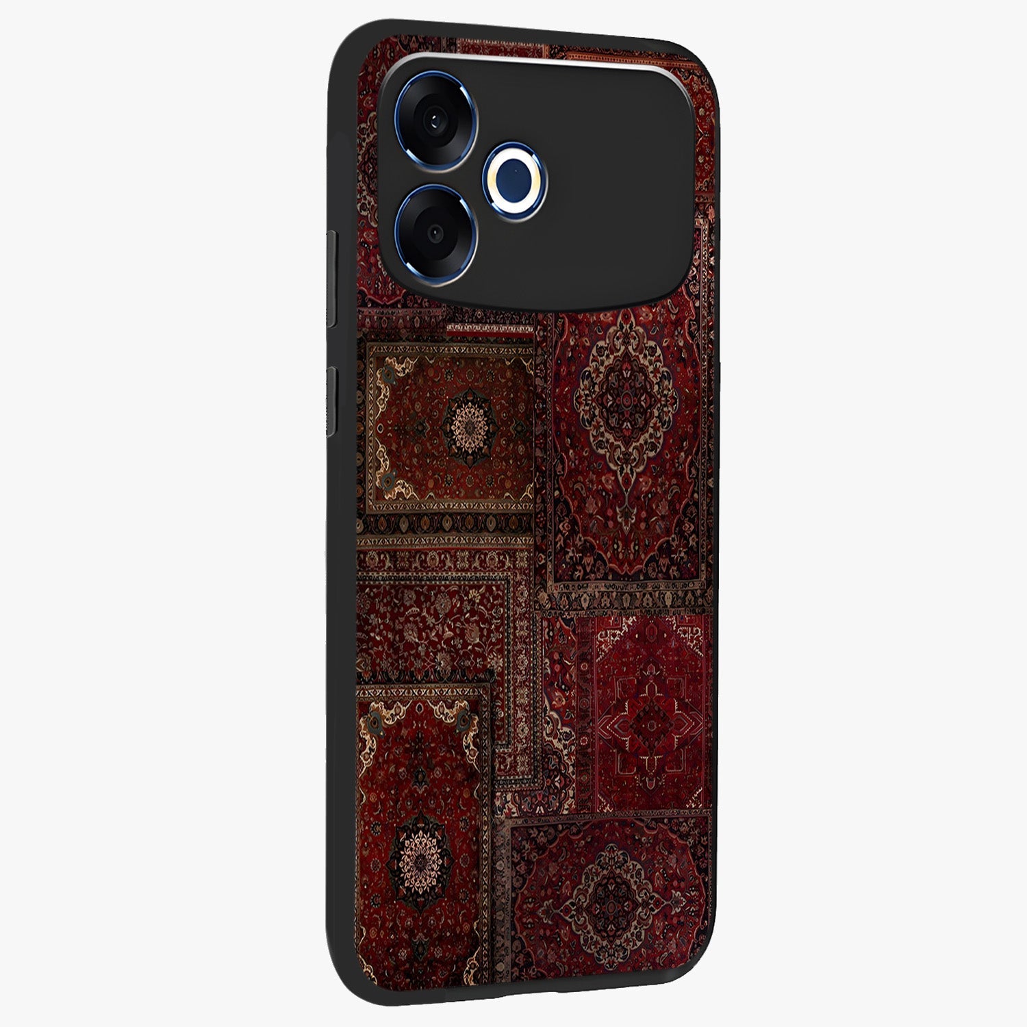 Persian Velvet Tale Glass Case upright view showcasing elegant Persian artwork with classic heritage theme.