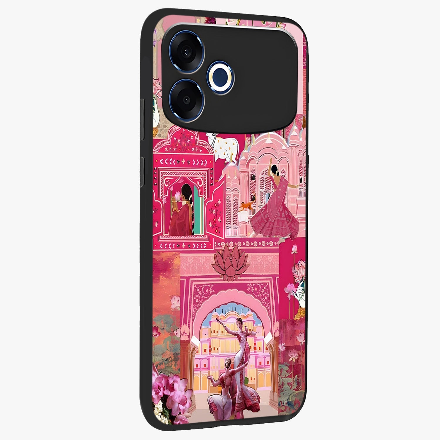 Pink Palace Muse Glass Case upright view showcasing artistic palace artwork with graceful royal theme.
