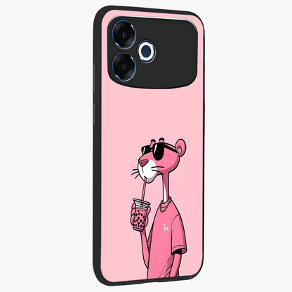 Pink Panther Glass Case upright view showcasing fun animated artwork with stylish retro cartoon theme.