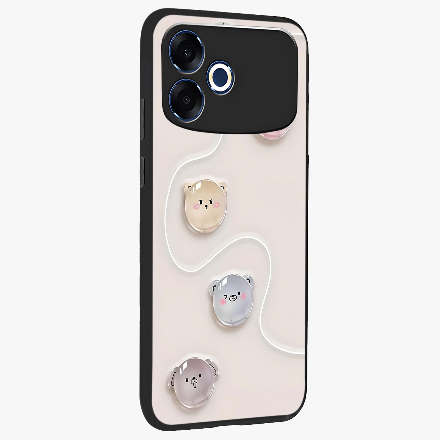 Puffy Face Parade Glass Case upright view showcasing adorable character artwork with cheerful animated theme.