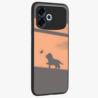 Puppy Shadow Art Glass Case upright view showcasing charming puppy artwork with creative silhouette theme.
