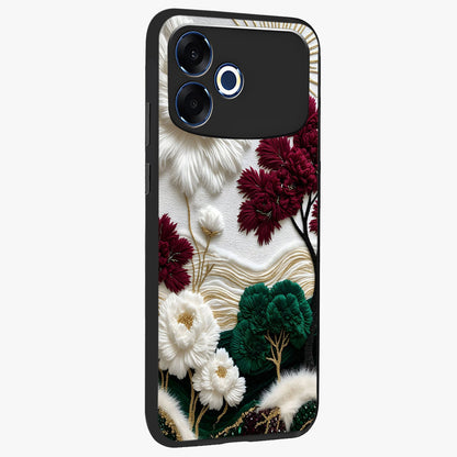 Radiant Bloom Elegance Glass Case upright view showcasing decorative flower artwork with refined botanical theme.