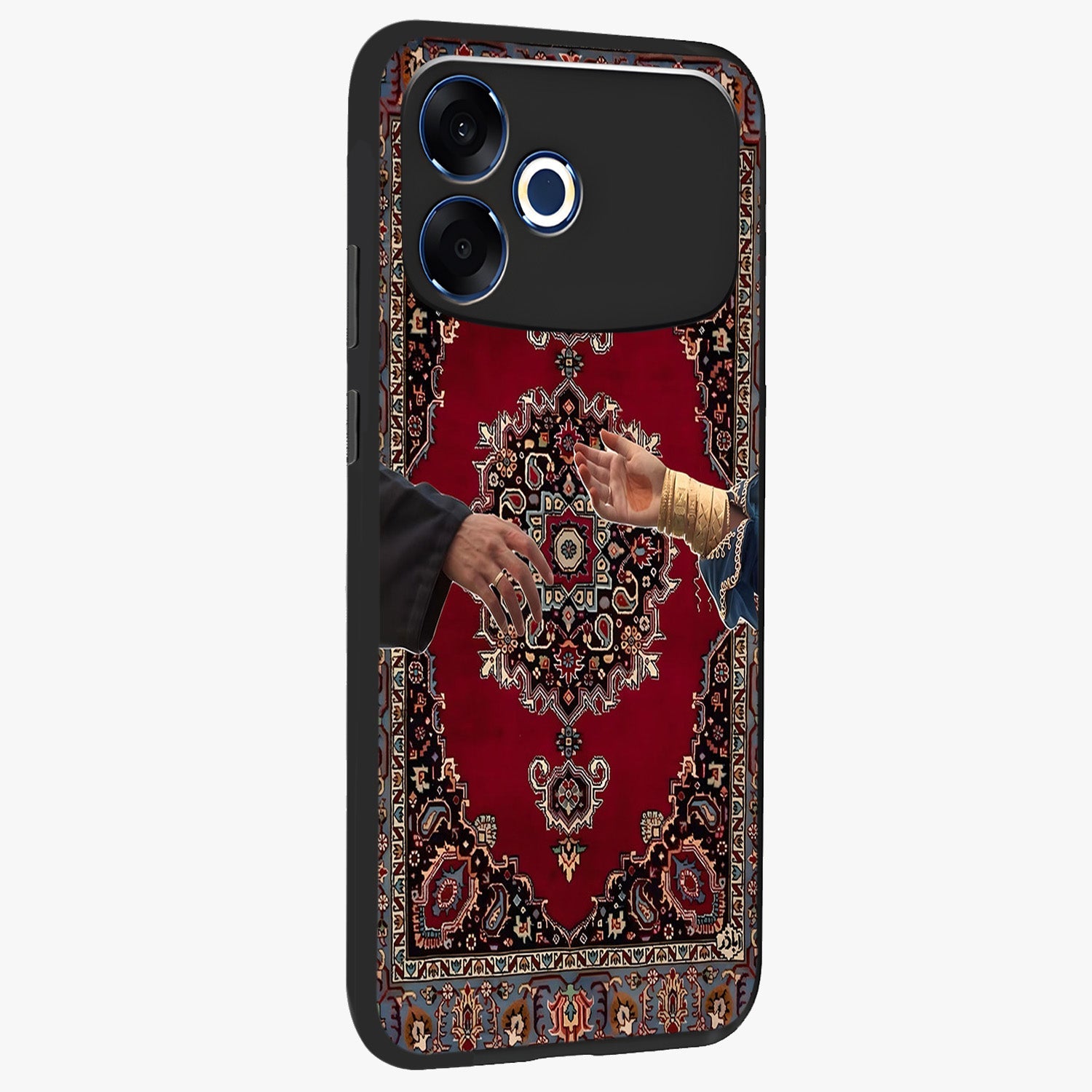 Royal Touch Reach Glass Case upright view showcasing stylish royal inspired artwork with graceful theme.