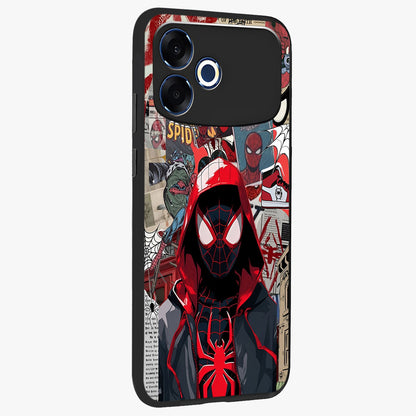 Spider Collage Street Glass Case upright view showcasing bold superhero artwork with urban street theme.