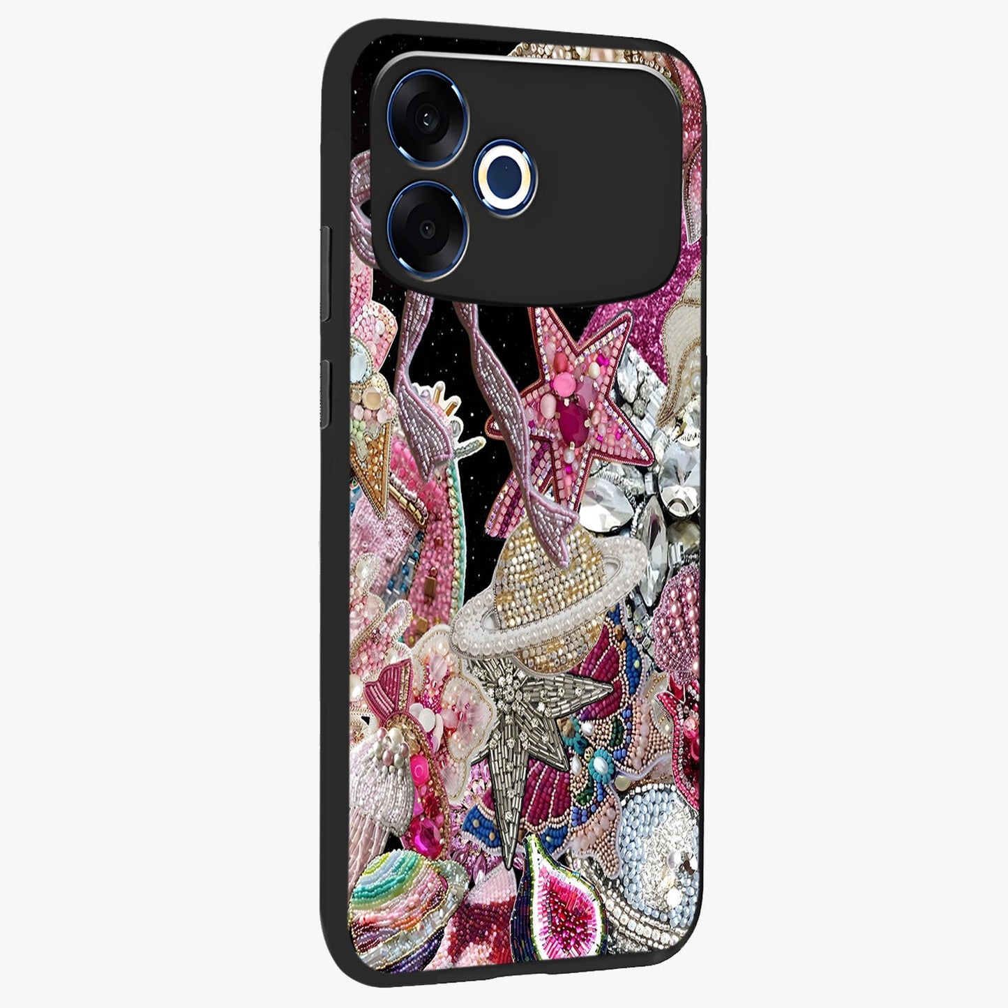 Starlit Jewel Dream Glass Case upright view showcasing radiant star inspired artwork with magical night theme.