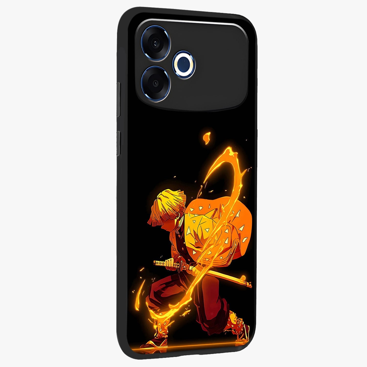 Thunder Flame Execution Glass Case upright view showcasing explosive flame artwork with dynamic action theme.