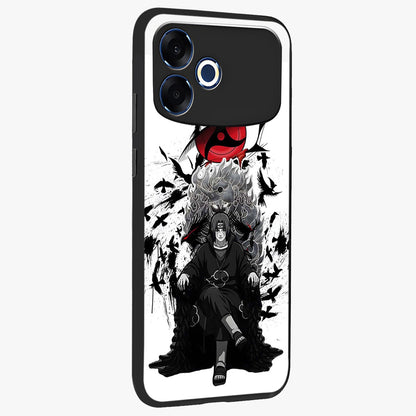 Uchiha Shadow Throne Glass Case upright view showcasing magical underwater galaxy artwork with vibrant cosmic theme.