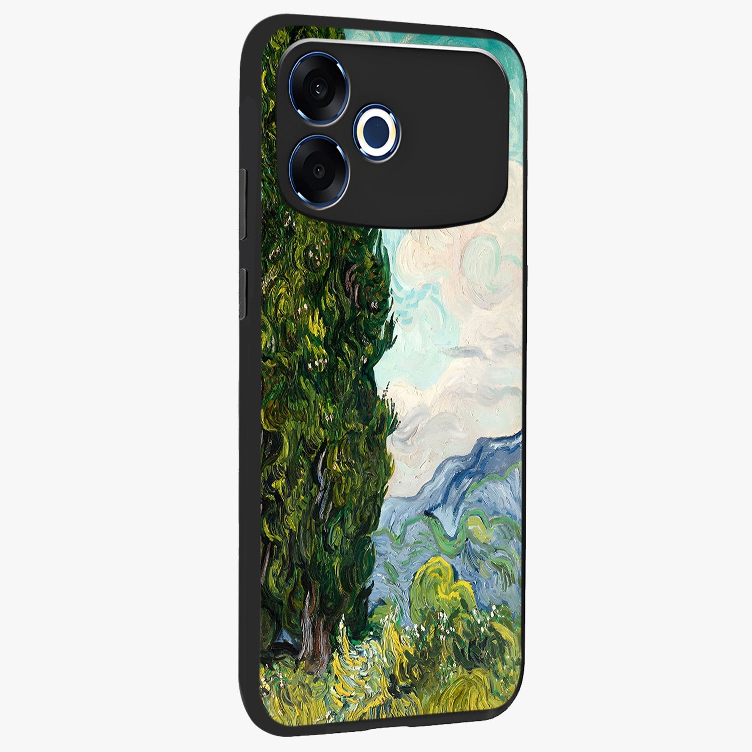 Van Gogh Vintage Art Glass Case upright view showcasing elegant vintage painting artwork with artistic heritage theme.