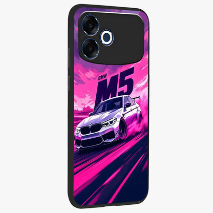 Velocity Drift Pulse Glass Case upright view showcasing powerful racing artwork with energetic motorsport theme.