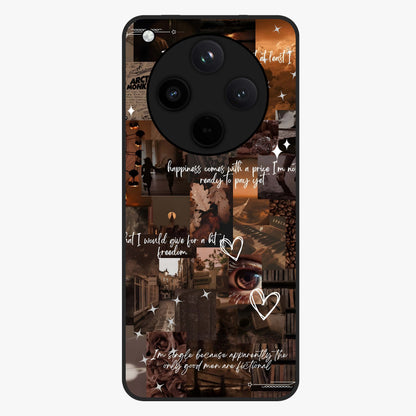 Bittersweet Aesthetic Chaos Glass Case showing flat back view with artistic chaotic aesthetic design and glossy glass finish.