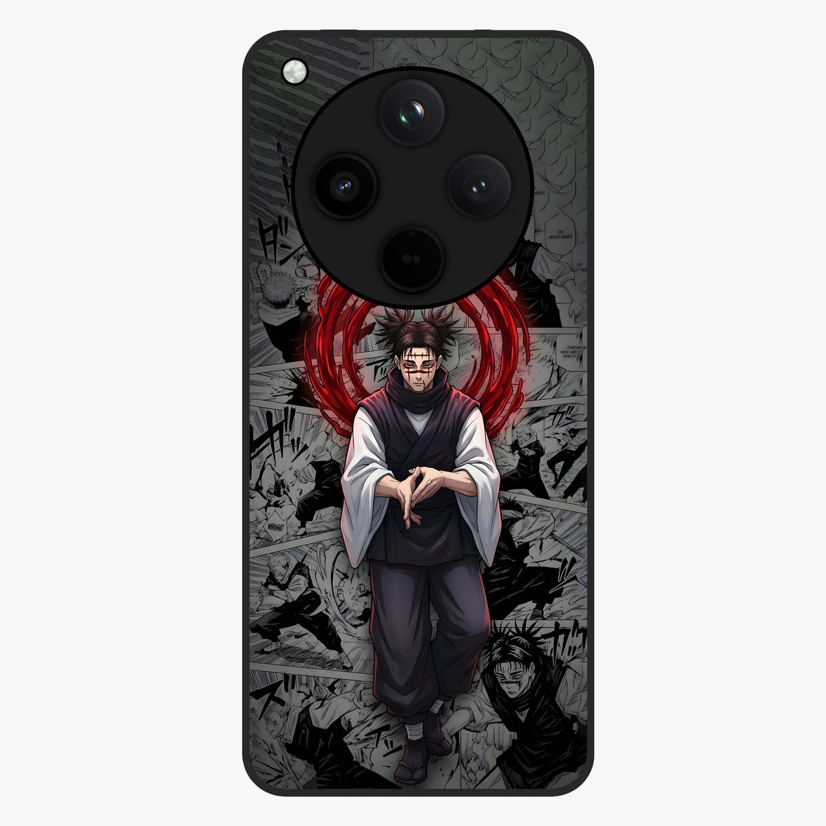 Cursed Ritual Ascension Glass Case showing flat back view with dark ritual themed artwork and glossy glass finish.
