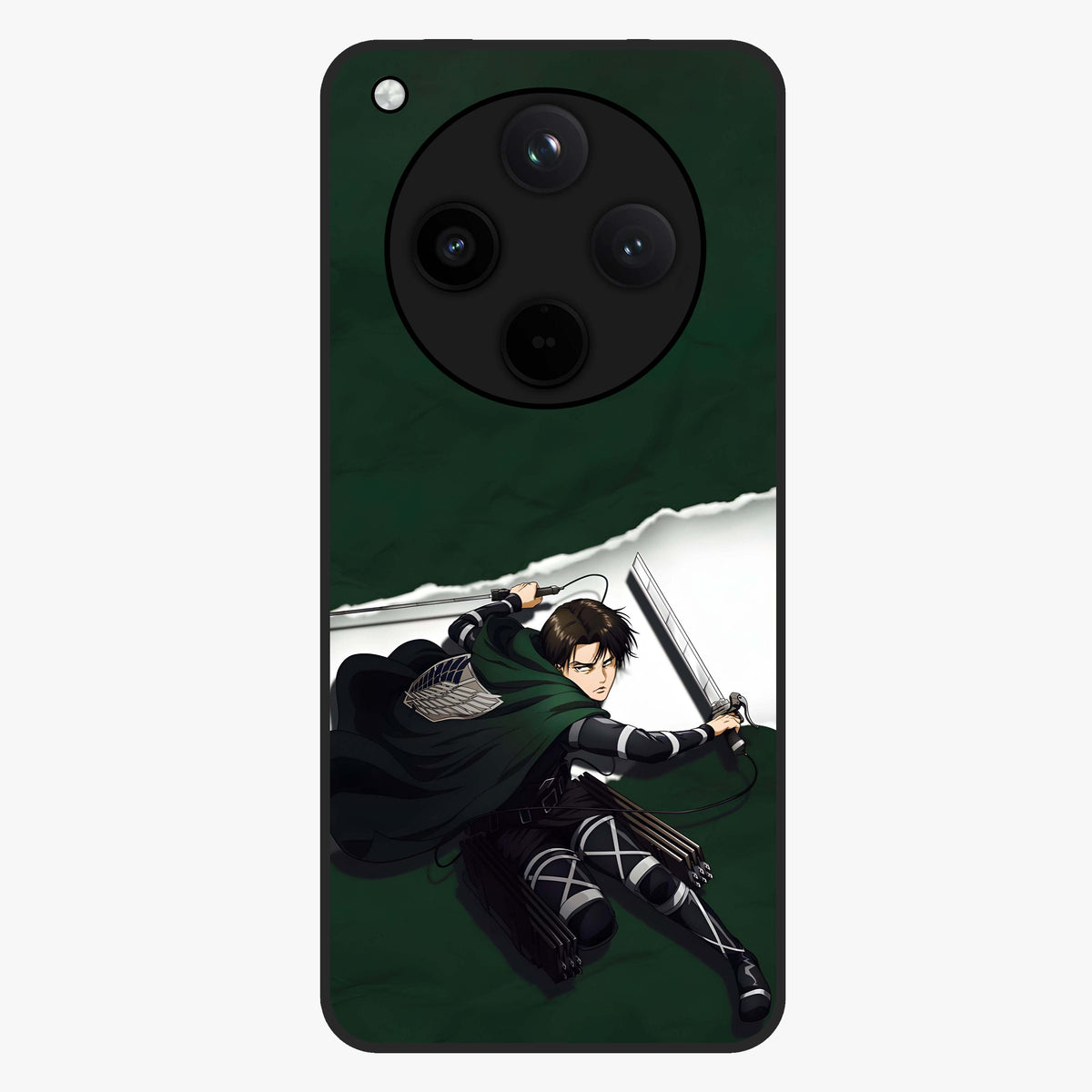 Emerald War Vanguard Glass Case showing flat back view with powerful warrior themed artwork and glossy glass finish.