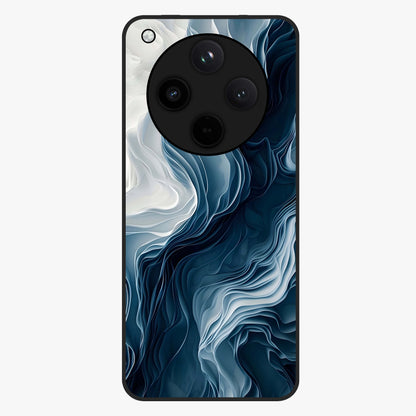 Ethereal Paper Marble Glass Case showing flat back view with soft marble paper texture artwork and glossy glass finish.