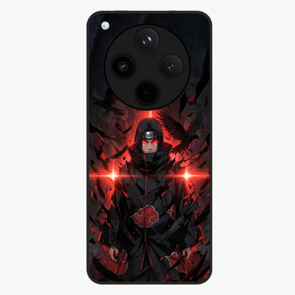 Focused Blade Discipline Glass Case showing flat back view with warrior sword themed artwork and glossy glass finish.