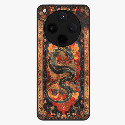 Inferno Dragon Soul Glass Case showing flat back view with fiery dragon artwork and glossy glass finish.