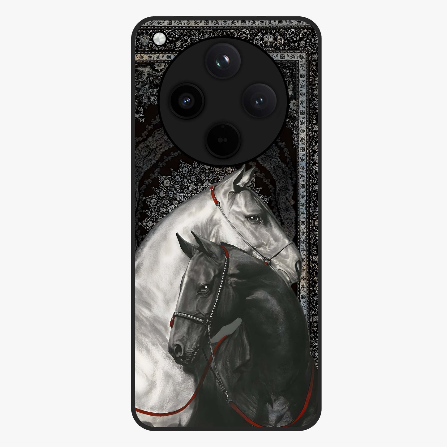 Majestic Ride Legacy Glass Case showing flat back view with powerful automotive inspired artwork and glossy glass finish.