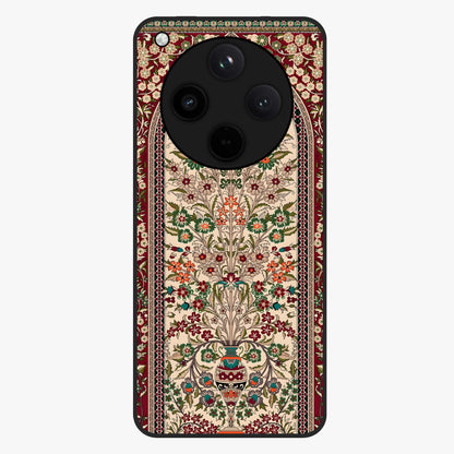 Persian Inspired Glass Case showing flat back view with ornate Persian style pattern artwork and glossy glass finish.