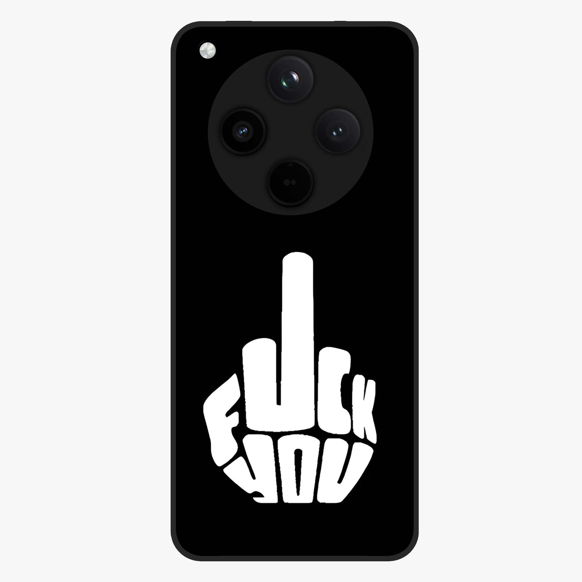 Rebel Mode On Glass Case showing flat back view with bold rebellious typography artwork and glossy glass finish.