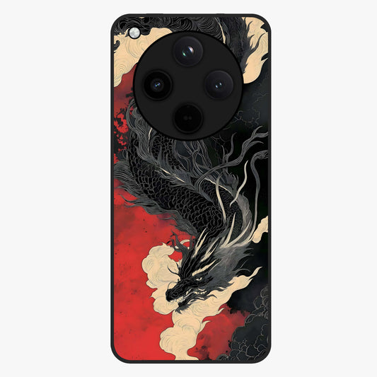 Shadow Dragon Fury Glass Case showing flat back view with fierce dragon artwork and glossy glass finish.