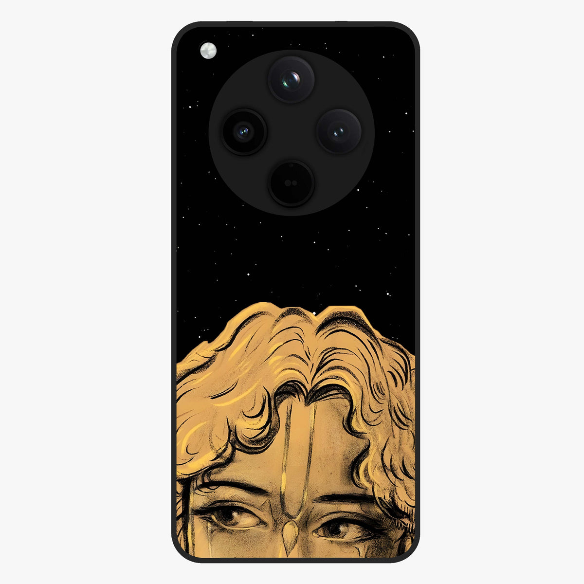 Shri Krishna Art Glass Case showing flat back view with devotional Krishna artwork and glossy glass finish.
