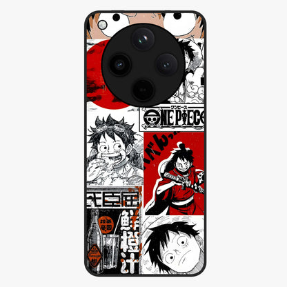 Strawhat Chaos Panels Glass Case showing flat back view with anime inspired chaos panel artwork and glossy glass finish.