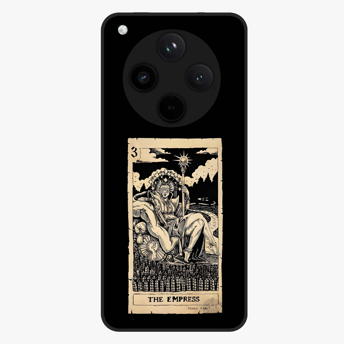 The Empress Glass Case showing flat back view with regal feminine artwork and glossy glass finish.