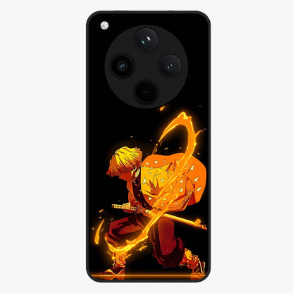 Thunder Flame Execution Glass Case showing flat back view with powerful flame and lightning artwork and glossy glass finish.