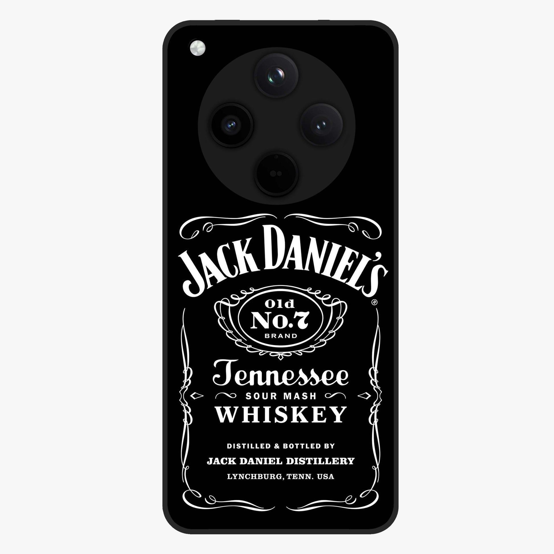 Vintage Whiskey Heritage Glass Case showing flat back view with classic whiskey inspired artwork and glossy glass finish.