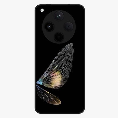 Whispers Of Wings Glass Case showing flat back view with graceful wing inspired artwork and glossy glass finish.