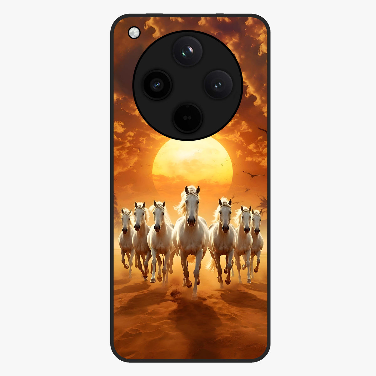Wild Sunset Majesty Glass Case showing flat back view with majestic sunset landscape artwork and glossy glass finish.