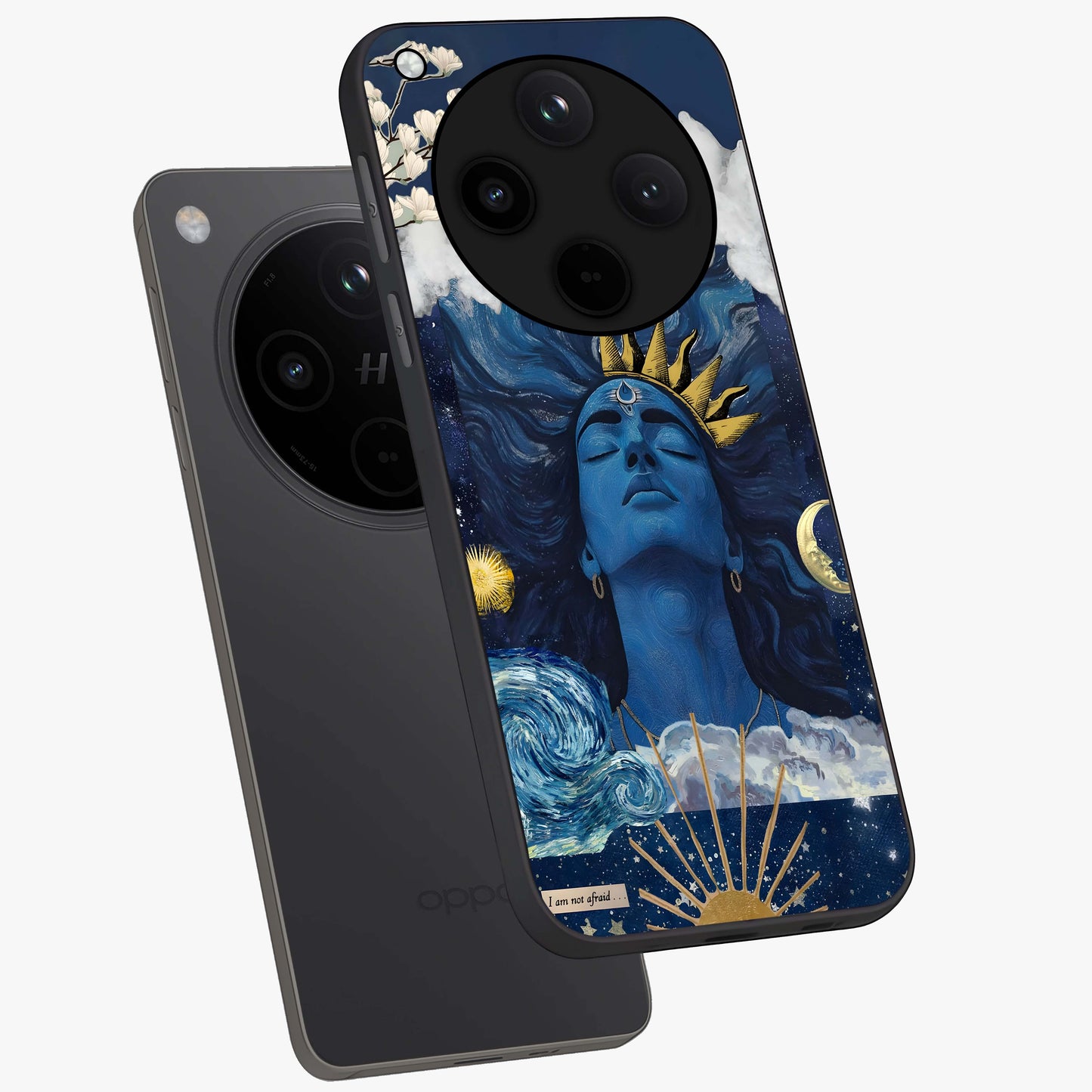 Aesthetic Lord Shiva Glass Case displayed in angled mockup highlighting spiritual Shiva illustration and sacred aesthetic design.